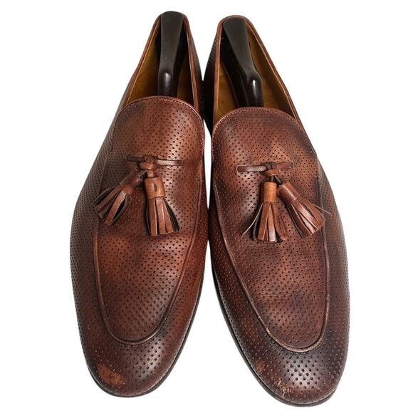 Magnanni Perforated Tassel Loafers Mens Sz 12 Brown Leather Spain SlipOn Preppy - Picture 14 of 16